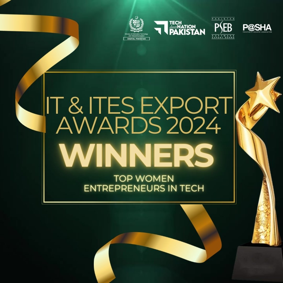 TechDestPak's tweet image. 💻 Celebrating the power of women in tech! A big shout-out to our top three companies led by visionary women entrepreneurs. Your drive and innovation are shaping the future! 🚀 #ITAwards #TechdestiNationPakistan #PSEB