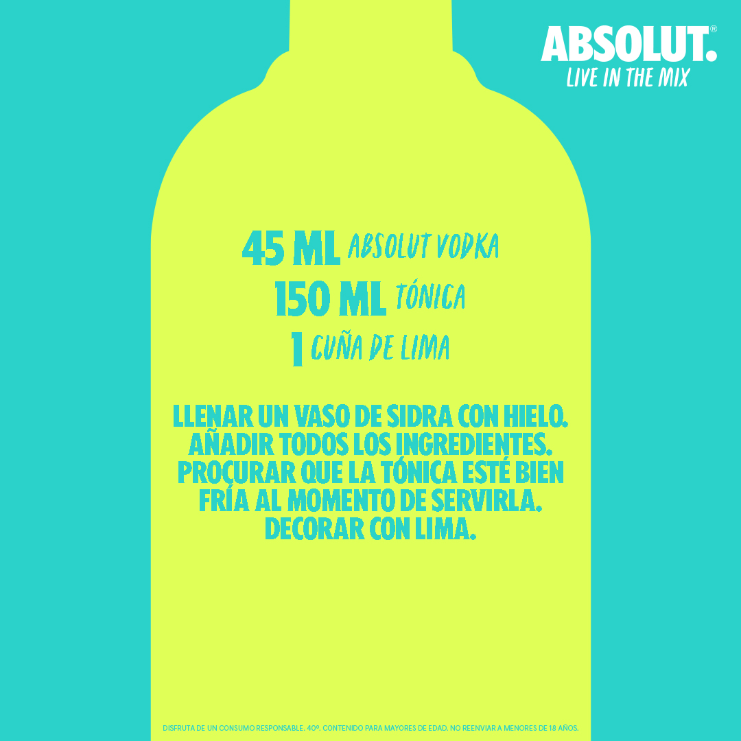 Ingeniosa, atrevida y crea sus propias normas, así es Vodka Tonic.
 
#Absolut
