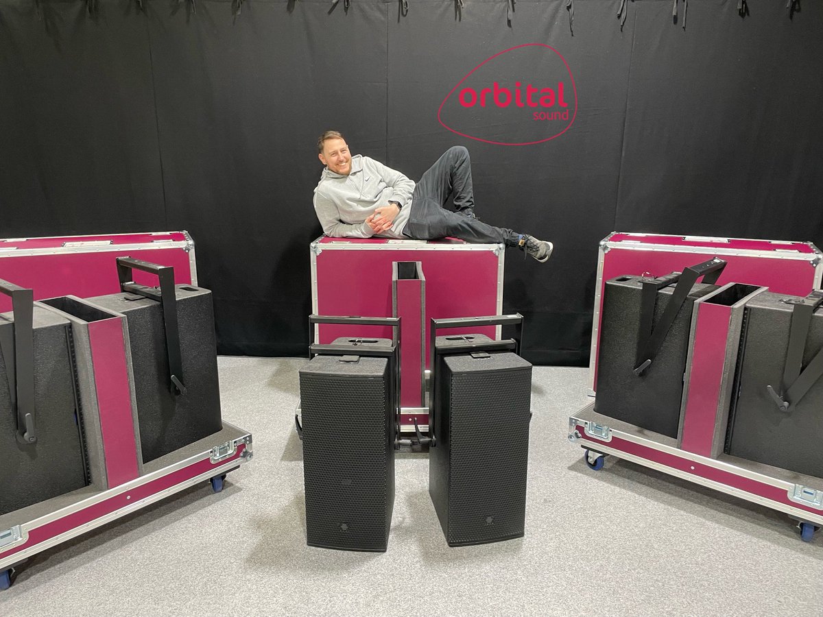 Orbital engineer Jack takes a break on top of our newly fleeted EM Acoustics loudspeakers Contact our rental department for price and availability! hire@orbitalsound.com +44 207 501 6868 #TeamOrbital #ProAudio #Theatre