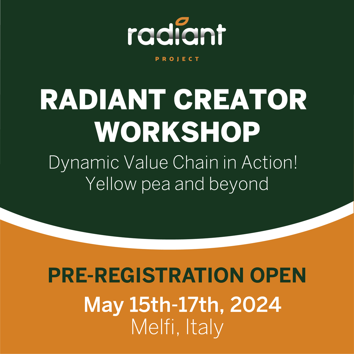 Join us for our next CREATOR workshop in sunny Melfi, Italy! Based on HiWeiss’ work with the yellow pea variety, participants can now learn to rethink value chains. Register now until March 15th! 📷 swki.me/RdIqMYkB #RADIANT #underutilizedcrops #sustainability