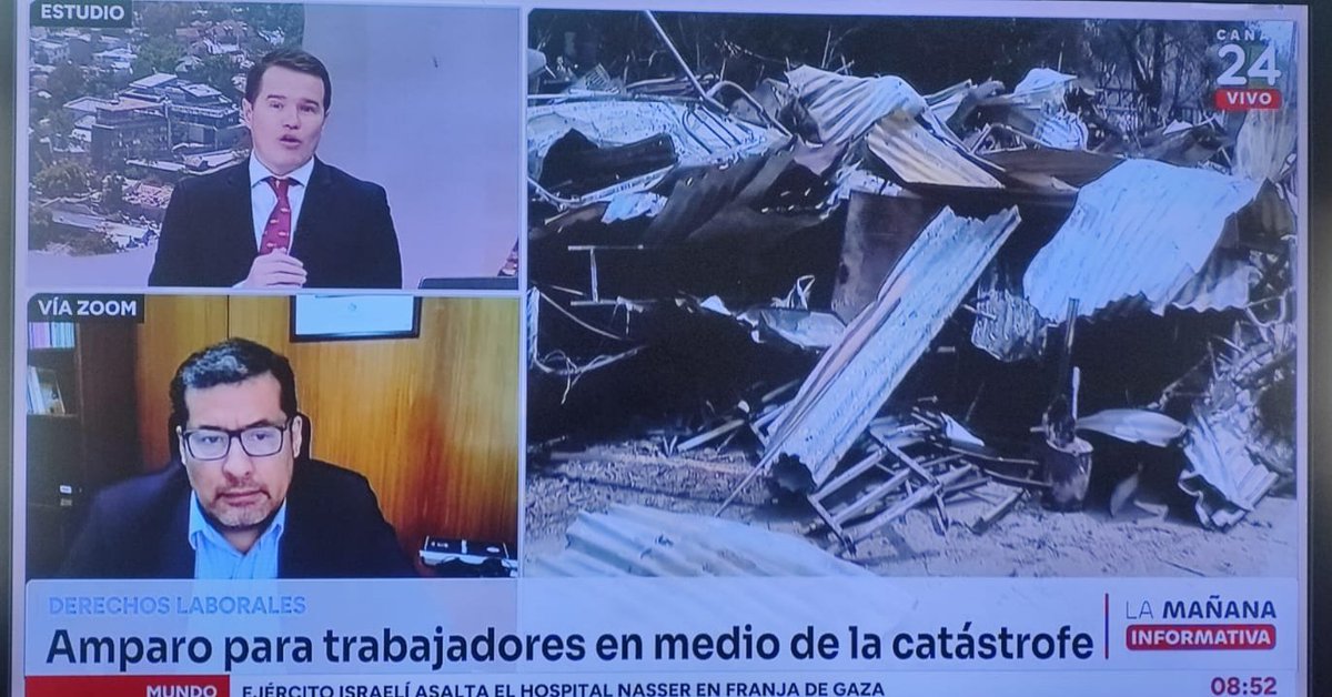 [AHORA] El director (s) del Trabajo, <a href="/cristianpub/">cristian umaña</a>, conversa con <a href="/dondavor/">Davor Gjuranovic</a> en canal <a href="/24HorasTVN/">24 Horas</a> sobre los derechos laborales de los trabajadores/as afectados por los incendios forestales de Viña del Mar