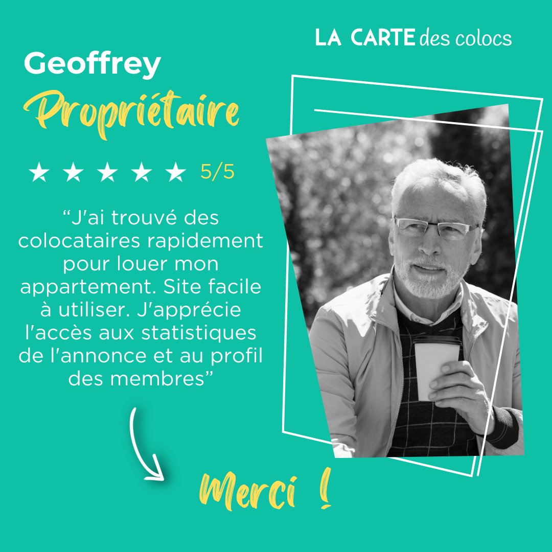CartedesColocs's tweet image. Nous sommes heureux d&apos;aider de plus en plus de #propriétaires comme Geoffrey à trouver leurs #locataires et #colocataires. Une mise en relation gratuite sans commission, sur une interface simple et rapide ! Publiez votre première annonce par ici ➡️ dlvr.it/T2qlRy