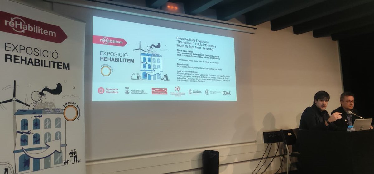 CAFbcn_lleida's tweet photo. El nostre coordinador de l'#OTRC ha participat en l'exposició #Rehabilitem de Castellar del Vallès, concretament a la taula informativa sobre els aspectes pràctics de la tramitació dels ajuts Fons #NGUE per a la rehabilitació energètica d'#edificis i habitatges.
Si vols conèixer més informació de l'OTRC https://t.co/FBBBDwOvPQ
#CAFBL #CollegiAdministradorsFinques #AFcollegiats #AFcolegiados #rehabilitació