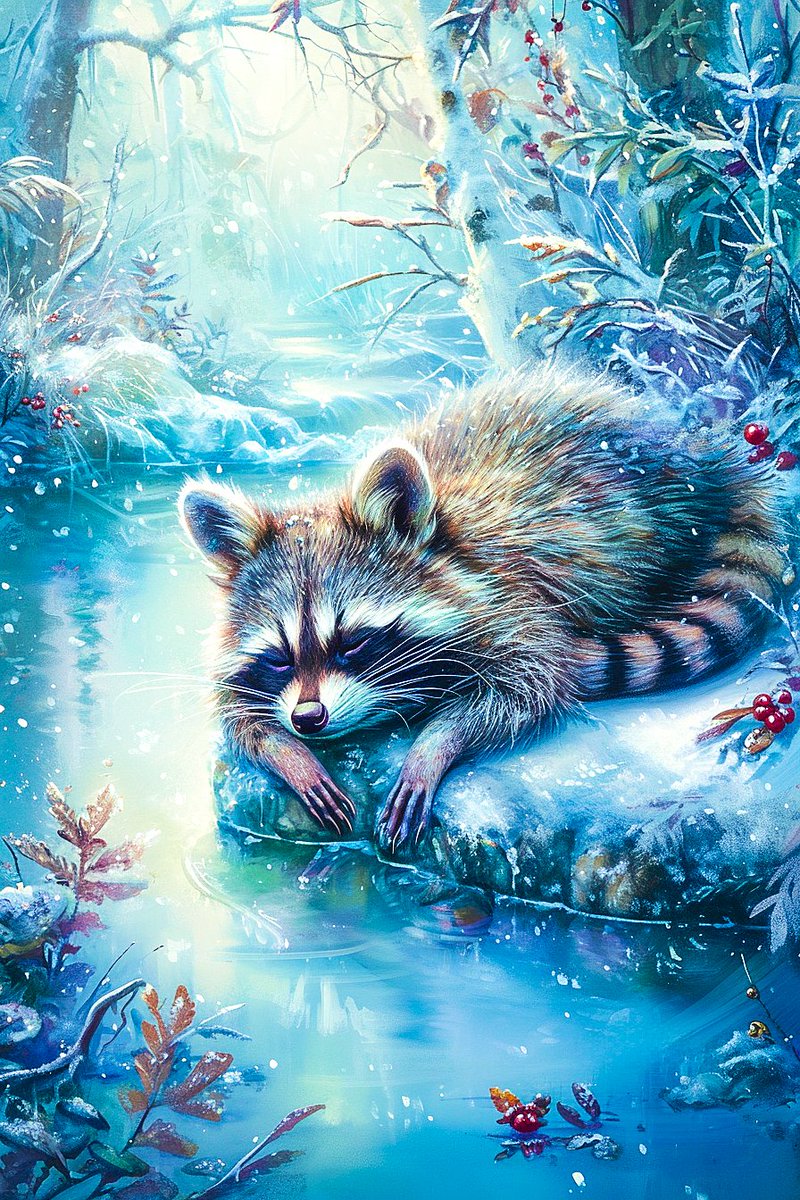 ❄️Raccoon taking a comfortable nap❄️

#AIart #midjourneyV6