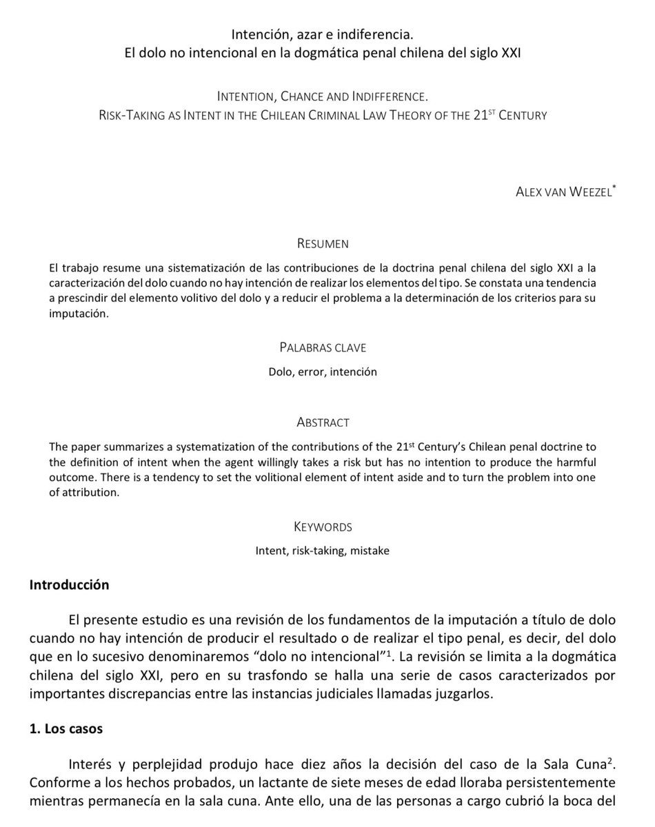 NABM__'s tweet photo. Recomendado del día => Intención, azar e indiferencia. El dolo no intencional en la dogmática penal chilena del siglo XXI. 

Autor => Alex Van Weezel. 

Se puede descargar en el siguiente enlace: https://t.co/wr3luyMbL8 https://t.co/WmaSiu9Xas