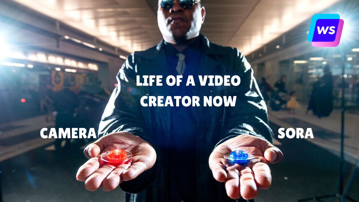 WriteSonic's tweet image. Caught in the creator&apos;s dilemma: To capture reality with a camera or to redefine it with SORA? Why not both and call it &apos;creative flexibility&apos;? 😎🔴🔵 #VideographyMagic #TechChoices #CreativeLife #sora