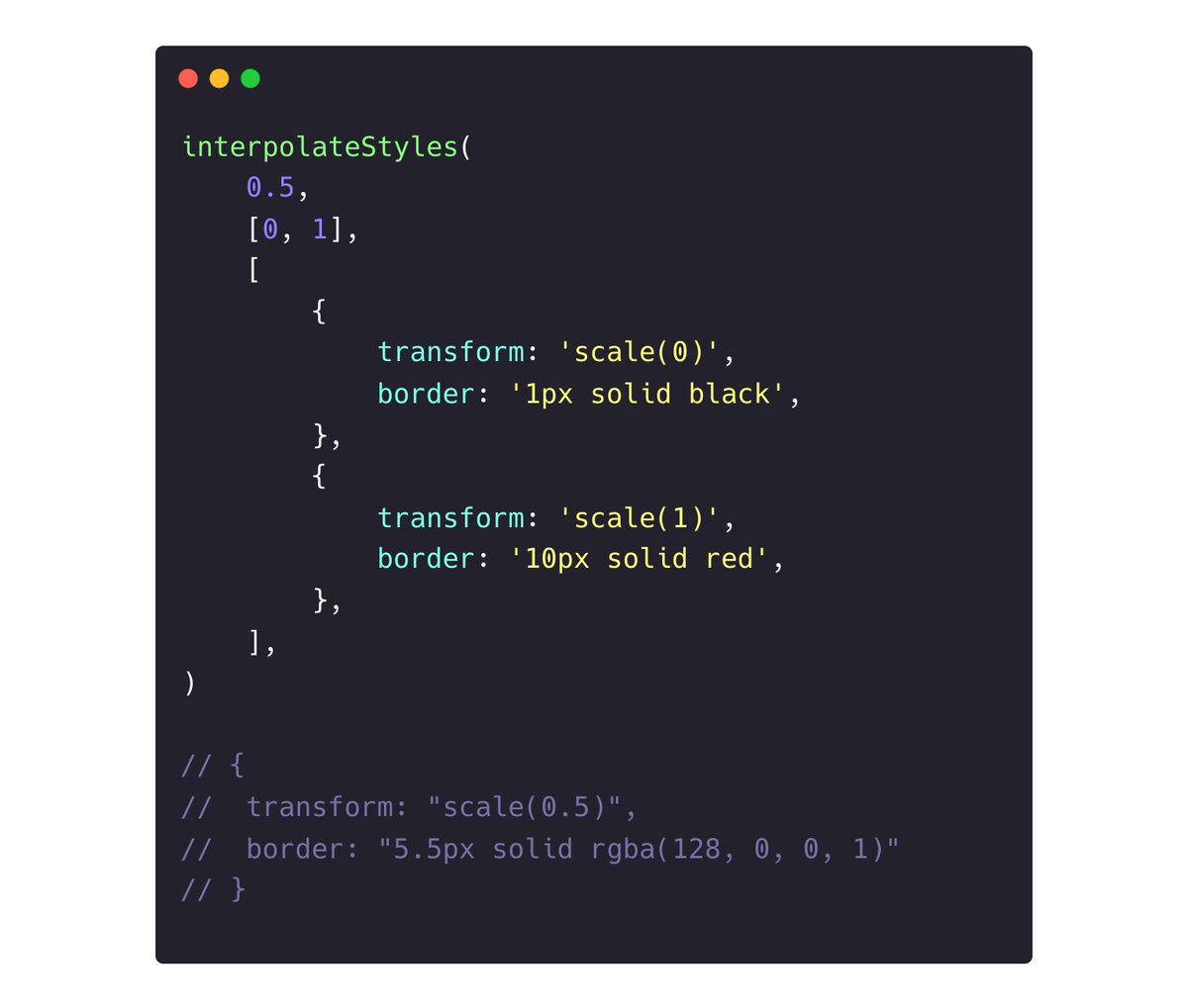 Introducing the new interpolateStyles() API! It's like interpolate(), but for any CSS `style` object. Docs: remotion.dev/docs/animation…