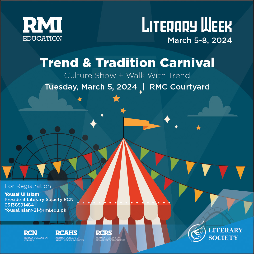 EducationRMI's tweet photo. Join us for a vibrant celebration of Pakistani culture &amp; global trends! 

Date: Tuesday, March 5, 2024
Time:  9:00 AM - 5:00 PM

Don't miss this unique opportunity to connect, learn, and celebrate! 

#RMI I #LiteraryWeek I #RMIeducation I #Creativity I #Culture https://t.co/suOBhpheH9