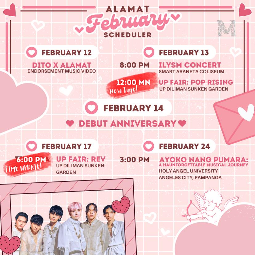 Attention Magiliws!

Alamat is set to perform at 6PM tomorrow at UP Fair: REV

We'll also be giving away banners tomorrow so stay tuned for more details.

See you!

#REV2024 #UPFairSaturday
#UPFair2024 #PaalabinAngTinig