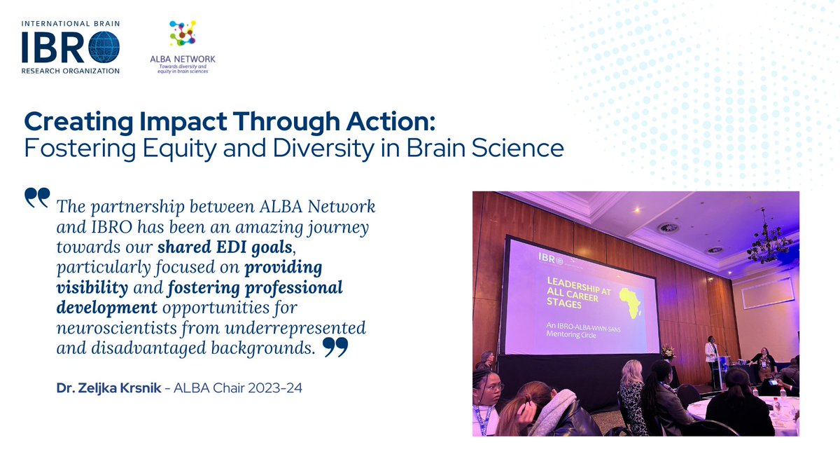 IBRO - International Brain Research Organization (@ibroorg) on Twitter photo IBRO collaborates with like-minded organizations, such as the ALBA Network, to raise awareness on the importance of 🧠 research and in the promotion of #inclusion, #equity & #diversity in neuroscience. Learn more about the exciting projects: ow.ly/100G50QxcNi
<a href="/network_alba/">ALBA Network</a> IBRO collaborates with like-minded organizations, such as the ALBA Network, to raise awareness on the importance of 🧠 research and in the promotion of #inclusion, #equity & #diversity in neuroscience. Learn more about the exciting projects: ow.ly/100G50QxcNi
<a href="/network_alba/">ALBA Network</a>