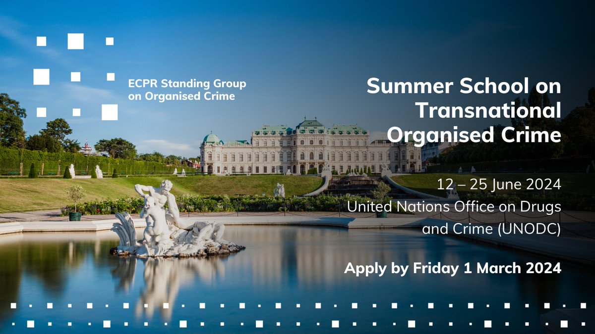 ⏰ 2 weeks left to apply for @ECPR_SGOC's Summer School on Transnational Organised Crime⤵️ 📆 12 - 25 June @UNODC ⭐ This exciting two-week programme features: ✅ Guest lectures by renowned scholars, group projects & field trips ⏳ Apply by Fri 1 March ecpr.eu/Events/267