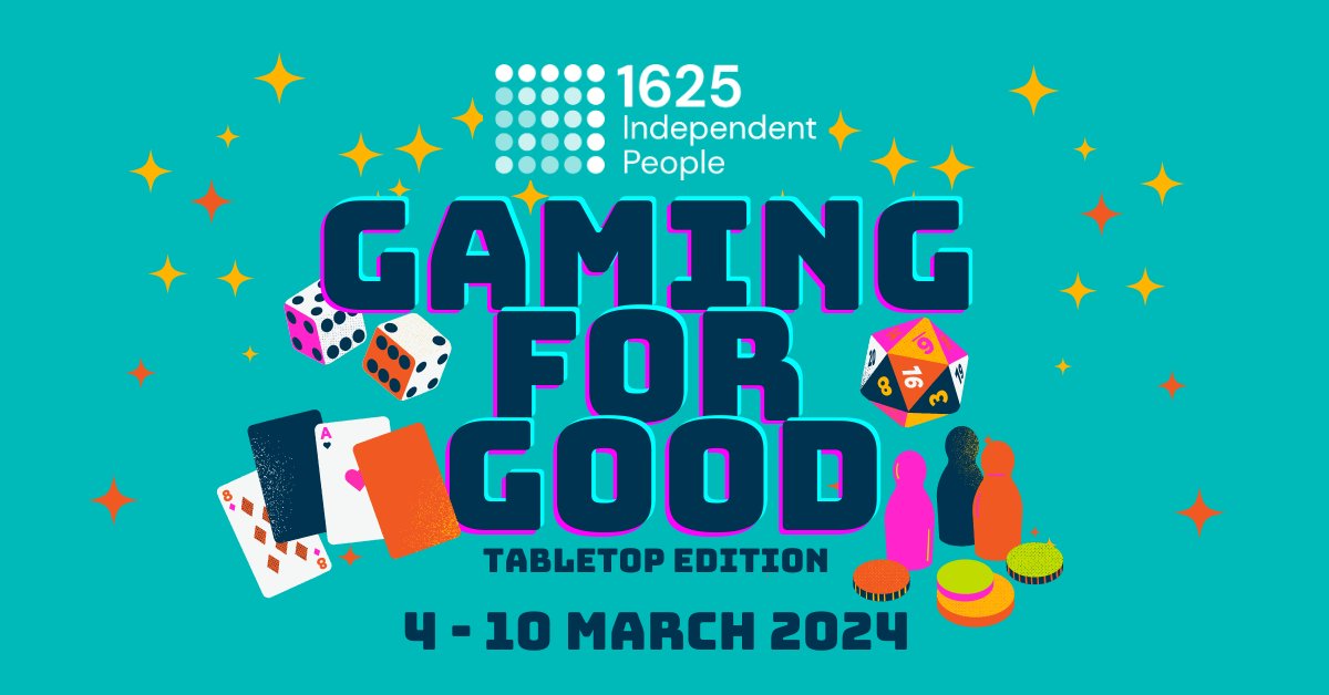 1625ip's tweet photo. 🎲Join the battle to end youth homelessness with Gaming for Good 4–10 March!

🏠 Set up a gaming tournament and ask for donations
🌐 Play Online with Tabletopia and NetGames
📆 Join an event with Heroes Wanted, @rulesbristol &amp; @playgroundcofco

Sign up: https://t.co/w2R4kZRBKP https://t.co/kzjSQ9QAZk