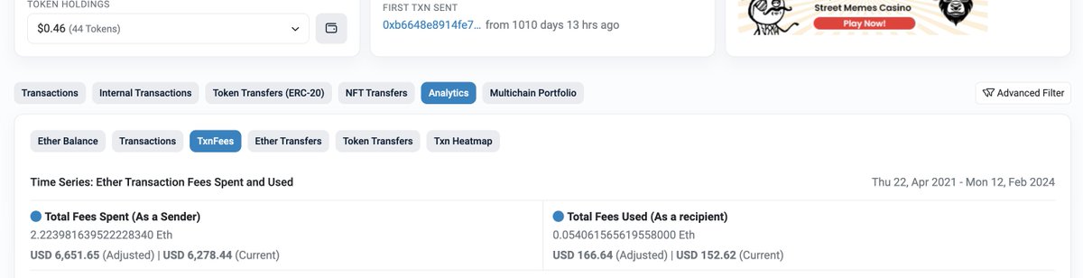 can i just say how done i am with $ETH chain?  F..off and goodbye.  It's so sad that i still need a little bit of ETH to even get things done! $PLS is superior.  Here are the fees from ONE of my wallets over the last 3 years.  ugh.  disgusting.  #PulseChain