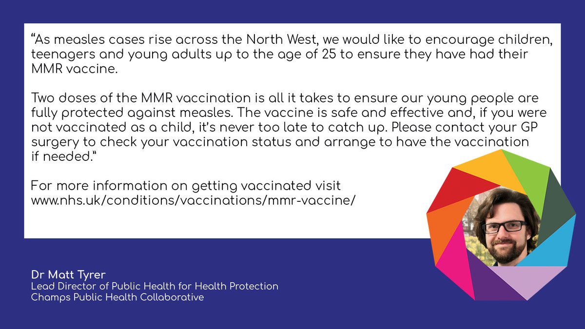 ChampsPHC's tweet photo. Cases of #measles are on the rise. Find out more about what you can do to stay protected from Dr Matt Tyrer, #Cheshire and #Merseyside's Lead Director of Public Health for #HealthProtection ⬇️ @UKHSA_NorthWest @NHSCandM @DPH_MAshton https://t.co/Q3DpOk41zJ