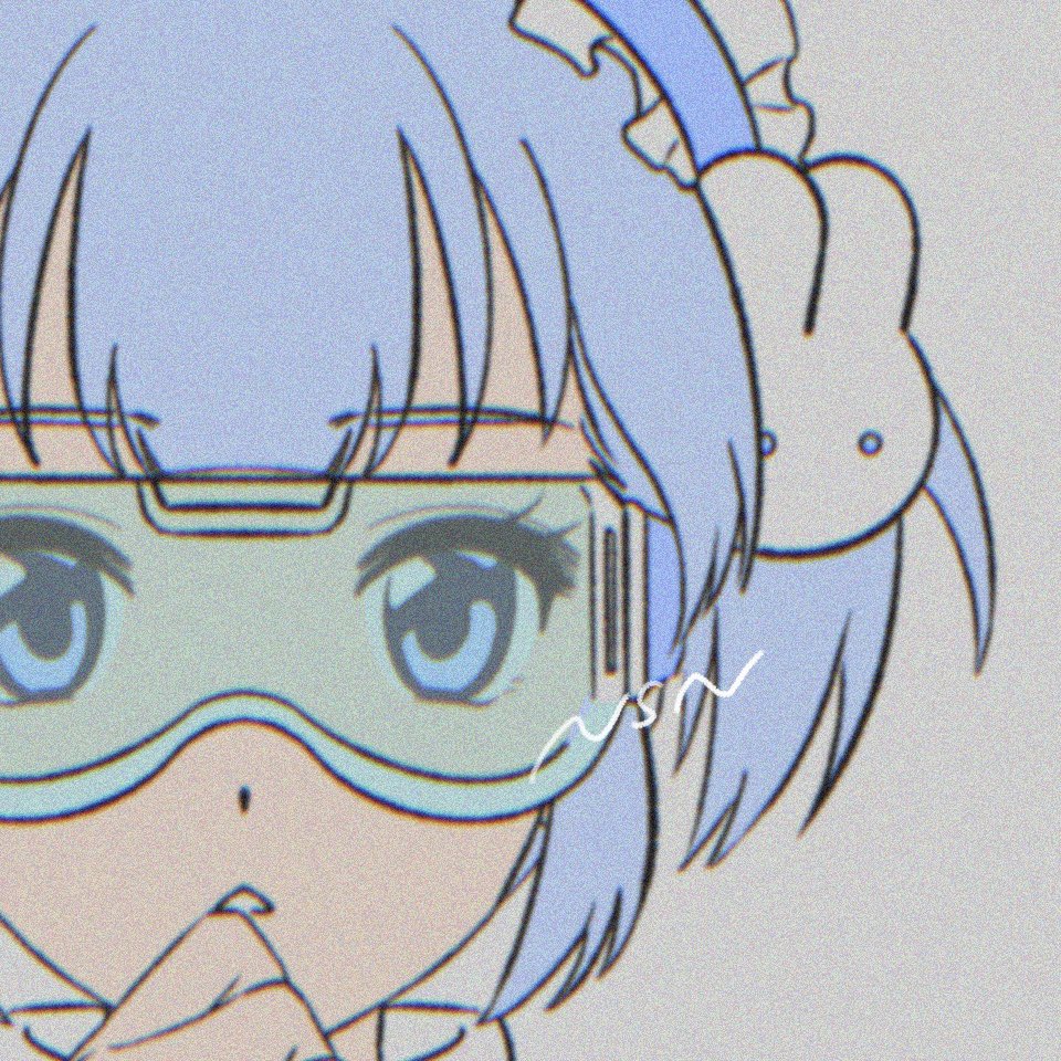 solo blue eyes blue hair maid headdress short hair portrait glasses  illustration images