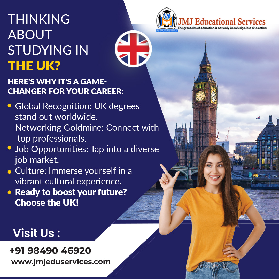 Ready to level up your career? Consider studying in the UK: Globally recognized degrees, Access to top professional networks, Diverse job market opportunities, Vibrant cultural immersion Choose the UK for a brighter future! Visit our site or call +91-98490 46920. #ukeducation