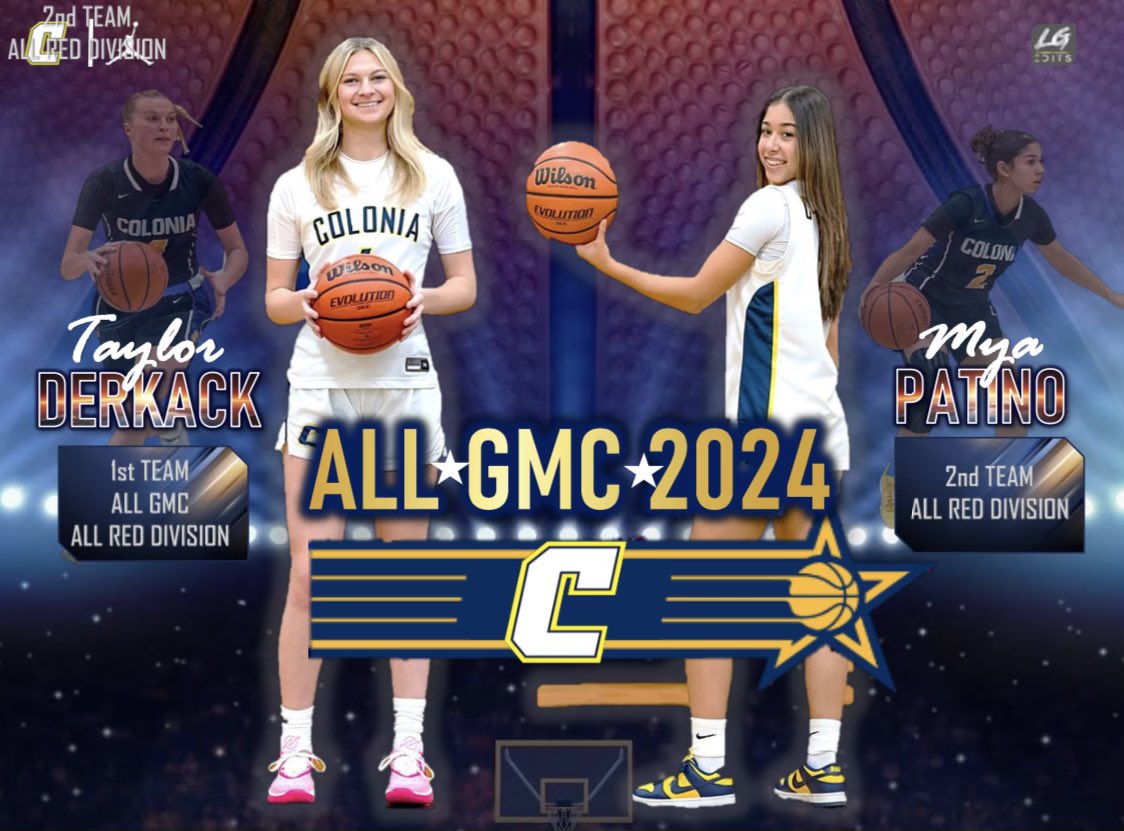 Colonia Girls’ Basketball (@ctowngirlshoops) on Twitter photo A huge shoutout to <a href="/taylorderkack04/">taylor derkack</a> & <a href="/mya_patino/">Mya Patino</a> for picking up some GMC awards this week.
4️⃣ - First Team All Red Division & First Team All GMC
2️⃣ - Second Team All Red Division
Congrats girls - so proud of you!!
@coloniahssports
<a href="/ColoniaHigh/">Colonia High School</a>
<a href="/colonia_crazies/">Colonia Crazies</a>
<a href="/LGEdits22/">LG Edits</a> A huge shoutout to <a href="/taylorderkack04/">taylor derkack</a> & <a href="/mya_patino/">Mya Patino</a> for picking up some GMC awards this week.
4️⃣ - First Team All Red Division & First Team All GMC
2️⃣ - Second Team All Red Division
Congrats girls - so proud of you!!
@coloniahssports
<a href="/ColoniaHigh/">Colonia High School</a>
<a href="/colonia_crazies/">Colonia Crazies</a>
<a href="/LGEdits22/">LG Edits</a>