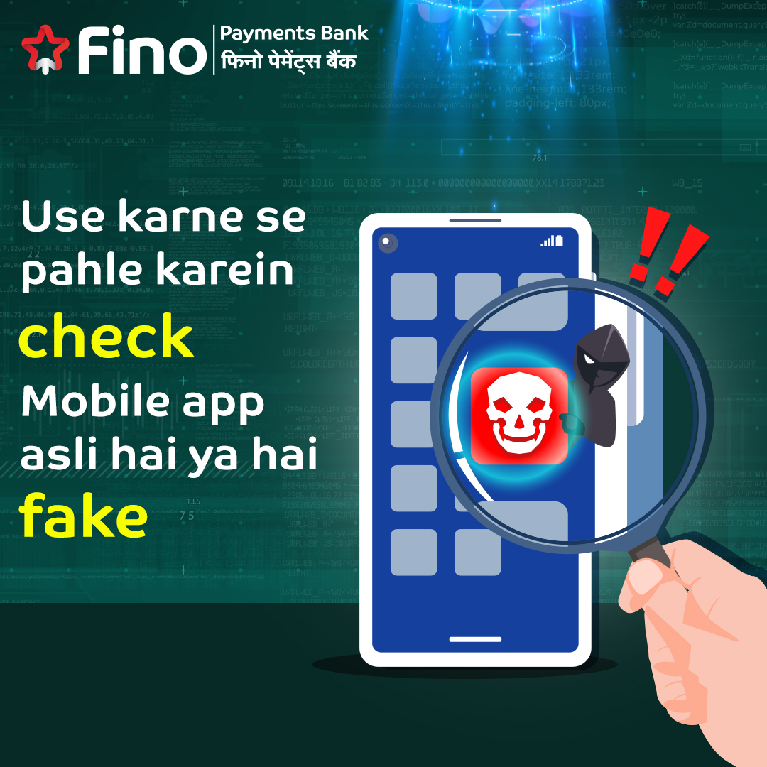 FinoPaymntsBank's tweet photo. Beware of fake apps that could potentially be dangerous to your mobile phone and personal data.

#FinoPaymentsBank #FikarNot #FinoBanker #DigitalBanking #SecureBanking #HarDinFino #FinoPay #ScamAlert #BankFraud #StayAlertToStaySafe #Beware https://t.co/eeLQ69w7B1