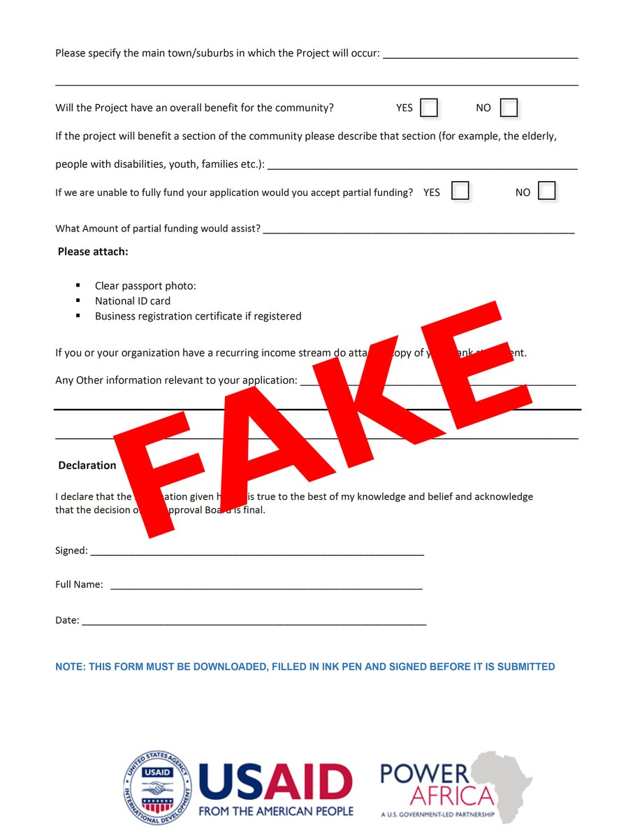 🚨 BEWARE: USAID & its partners do not charge fees as part of the application process. Beware of fraudulent schemes asking for payment in exchange for this advert.