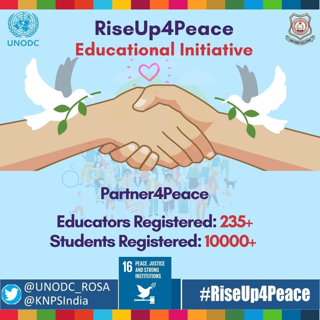 We are growing… Join Us! RiseUp4Peace Educational initiative #SDG16 Register : forms.office.com/r/ZgYNH0ufU1 PreLaunch: Date & Day: 17.02.24 Saturday. Time : 5:45 pm (IST) Joining Link : shorturl.at/jlA56 @UNODC @PathakSamarth @MarcoTeixeiraUN @KnpsIndia @RiseUp4SDGs