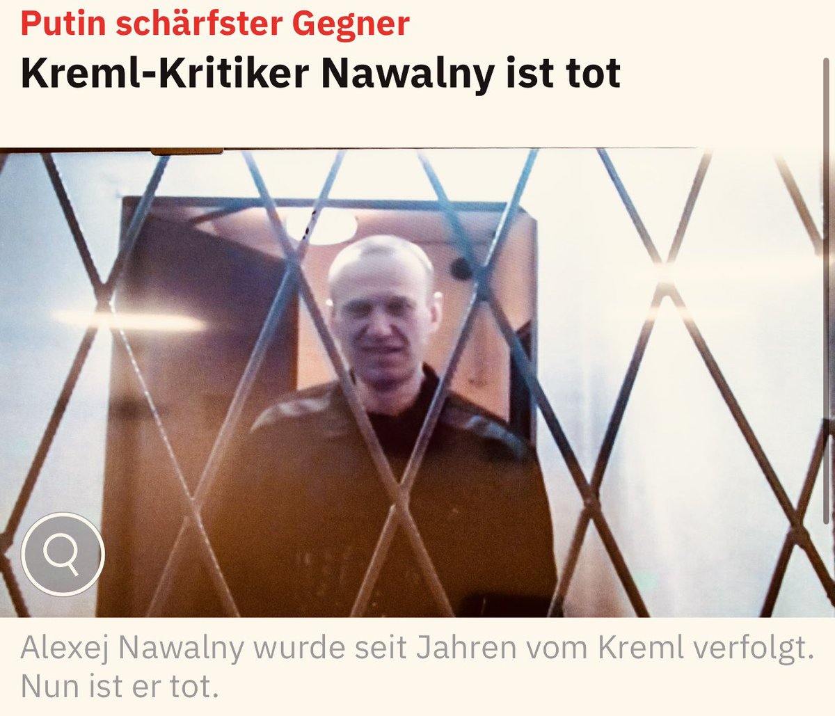 Die politische, humanitäre und gesellschaftliche Verantwortung für den Tod von Alexej Nawalny trägt ohne Wenn und Aber nur ein Mann: Wladimir Putin.
Эх Россия 😞😖😡
