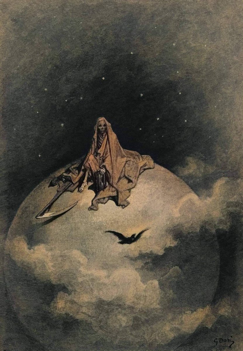 Gustave Dore (French, 1832 – 1883) #Illustration for Edgar Allan Poe’s The Raven, 1883.