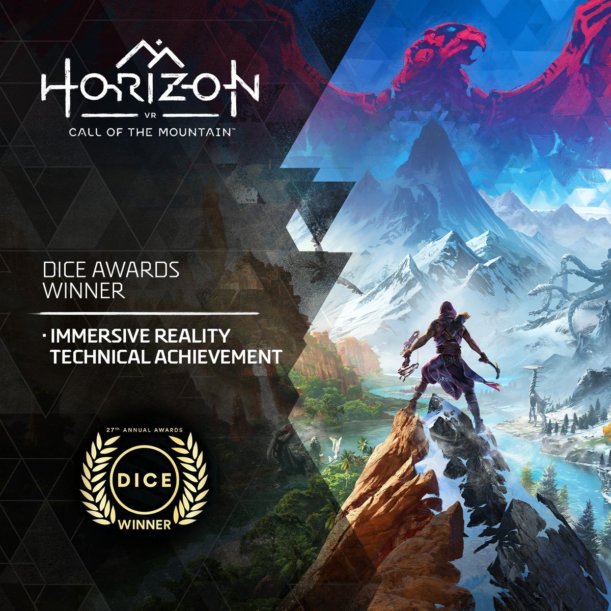 We're absolutely honoured to see Horizon Call of the Mountain from Firesprite and @Guerrilla be awarded Immersive Reality Technical Achievement at the #DICEAwards!