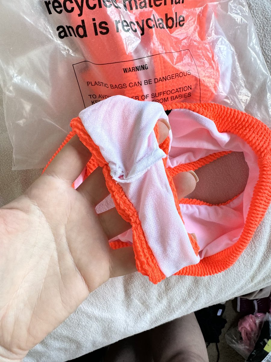 with__Steph's tweet photo. @boohoo sending out bikinis with no hygiene sticker 🤢 https://t.co/pfkz24Wjwn