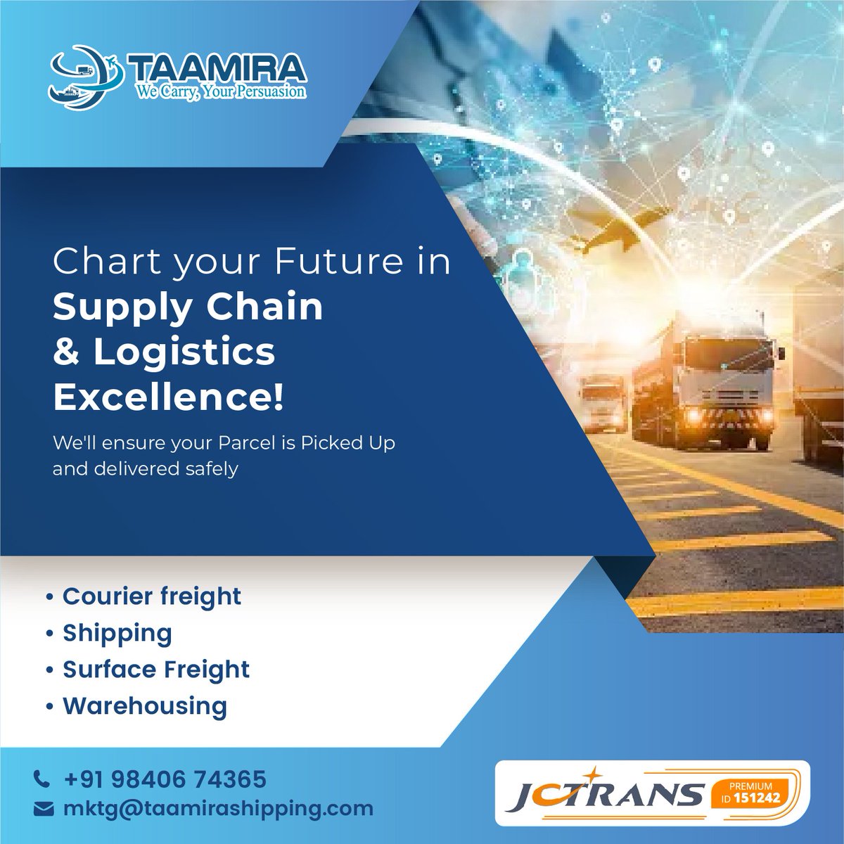 TaamiraLtd's tweet image. #taamirashipping is offering Worldwide #logistsics services at the most adorable price. 
We change the way you do business by making it easier for you to transfer your cargo across the globe

#Import #export #freightforwarding #warehousing #Shipping #chennai #India