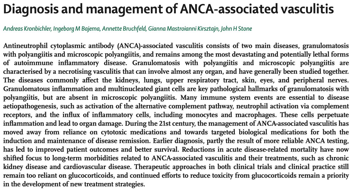 Andreas Kronbichler (@akronbichler) on Twitter photo 🚨 After 3 1/2 years of work, I am very proud to share our most recent review published today in <a href="/TheLancet/">The Lancet</a>, together with my amazing colleagues <a href="/IMBajema/">Ingeborg Bajema</a> <a href="/AnnetteBruchfe1/">Annette Bruchfeld</a> and Drs Gianna Mastroianni Kirsztajn and John Stone, focusing on AAV. authors.elsevier.com/a/1ic21V-4XL4UH 🚨 After 3 1/2 years of work, I am very proud to share our most recent review published today in <a href="/TheLancet/">The Lancet</a>, together with my amazing colleagues <a href="/IMBajema/">Ingeborg Bajema</a> <a href="/AnnetteBruchfe1/">Annette Bruchfeld</a> and Drs Gianna Mastroianni Kirsztajn and John Stone, focusing on AAV. authors.elsevier.com/a/1ic21V-4XL4UH