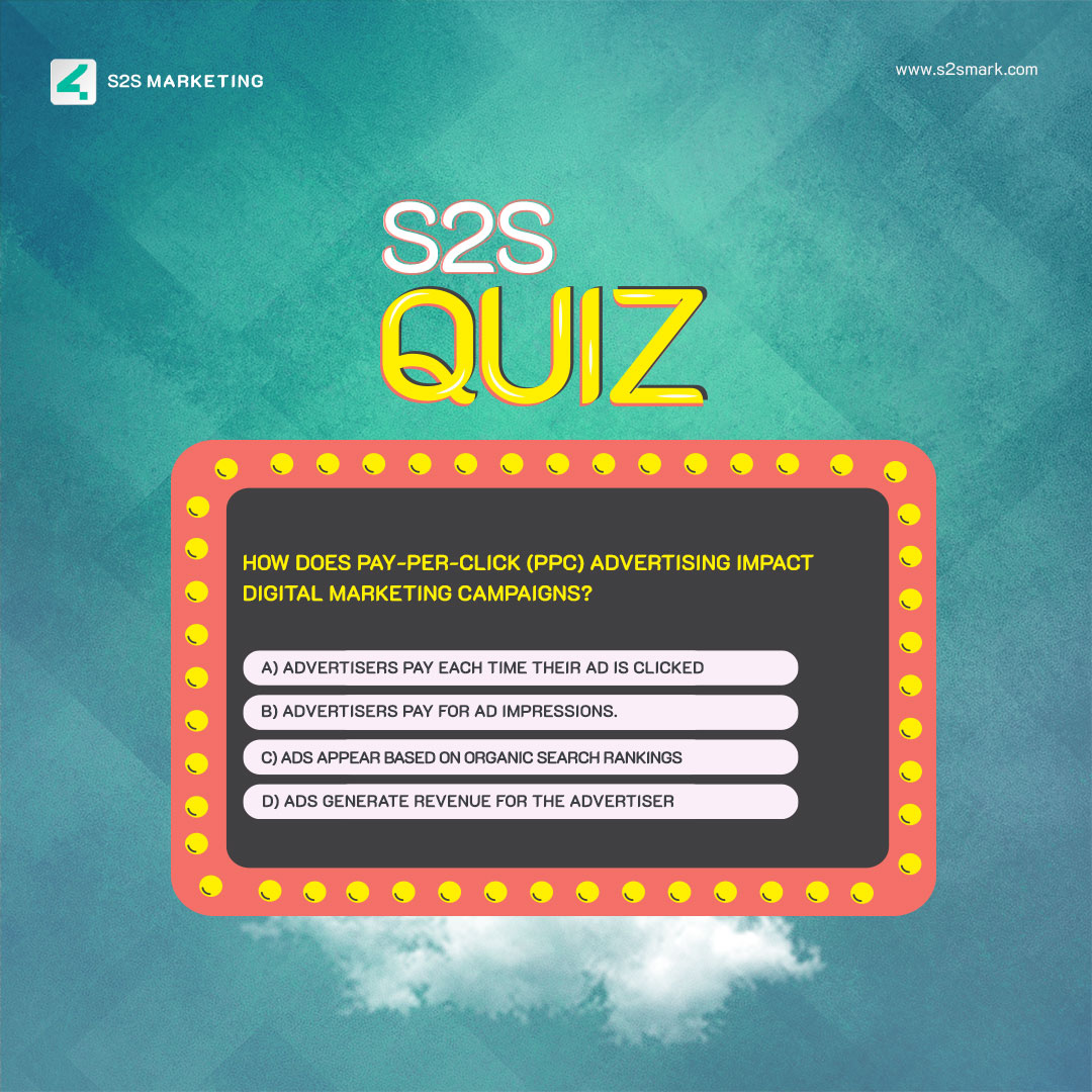 s2smarketingpk's tweet image. Test your knowledge of how Pay-Per-Click advertising works and optimize your digital strategy. Answer to participate the quiz now!

#S2SMarketing #QuizTime #answerthequestion #digitalmarketingcampaign #ppc #payperclick #winning #Prizes #seatosky
