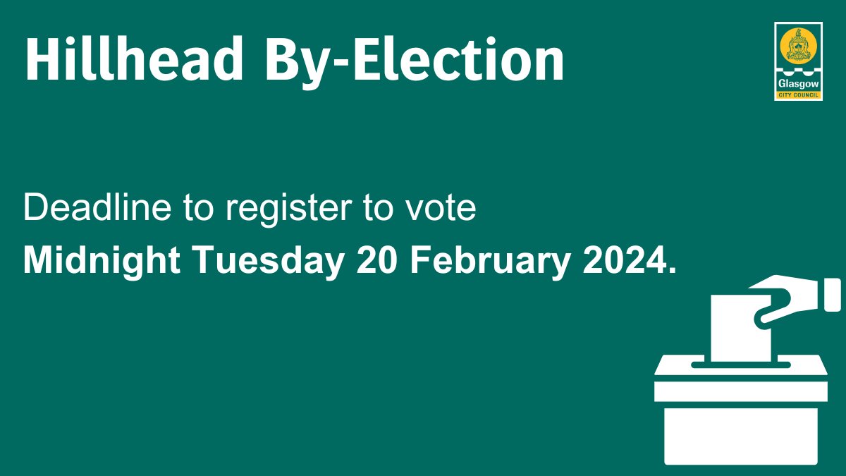 Plan to vote in the Ward 11 Hillhead by-election on 7 March? 🗳️

Deadline to register to vote is midnight Tuesday 20 February 2024. Its quick and easy to register online 👇

gov.uk/register-to-vo…

#YourVoteMatters