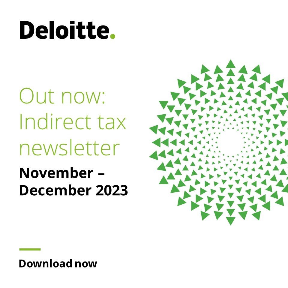 DeloitteIndia's tweet photo. Explore key judgments and rulings on Goods and Services Tax (GST), customs, central excise, and service tax announced from November to December 2023 in our latest newsletter. Stay informed on crucial updates in indirect taxes. 
 
Download now: https://t.co/TVYMlQuKij

#TaxUpdates https://t.co/hRkjDo5ZQx