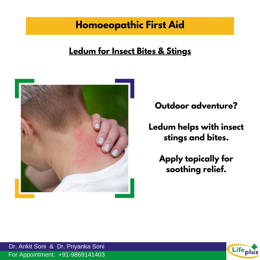Outdoor adventure? Ledum helps with insect stings and bites. Apply topically for soothing relief. 

#Ledum
#InsectBites
#HomeopathicRemedies
#HomeopathyTips
#FirstAidKit
#HomeopathyFirstAid
#BugBites
#HomeopathyAwareness
#InsectStings
#HealthTips
#HomeopathicCare