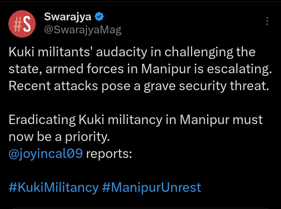 Kuki militants' audacity in challenging the state, armed forces in Manipur is escalating. Recent attacks pose a grave security threat.

Eradicating Kuki militancy in Manipur must now be a priority.
<a href="/joyincal09/">JAIDEEP MAZUMDAR</a> reports:

#KukiMilitancy #ManipurUnrest #KukiTerrorists