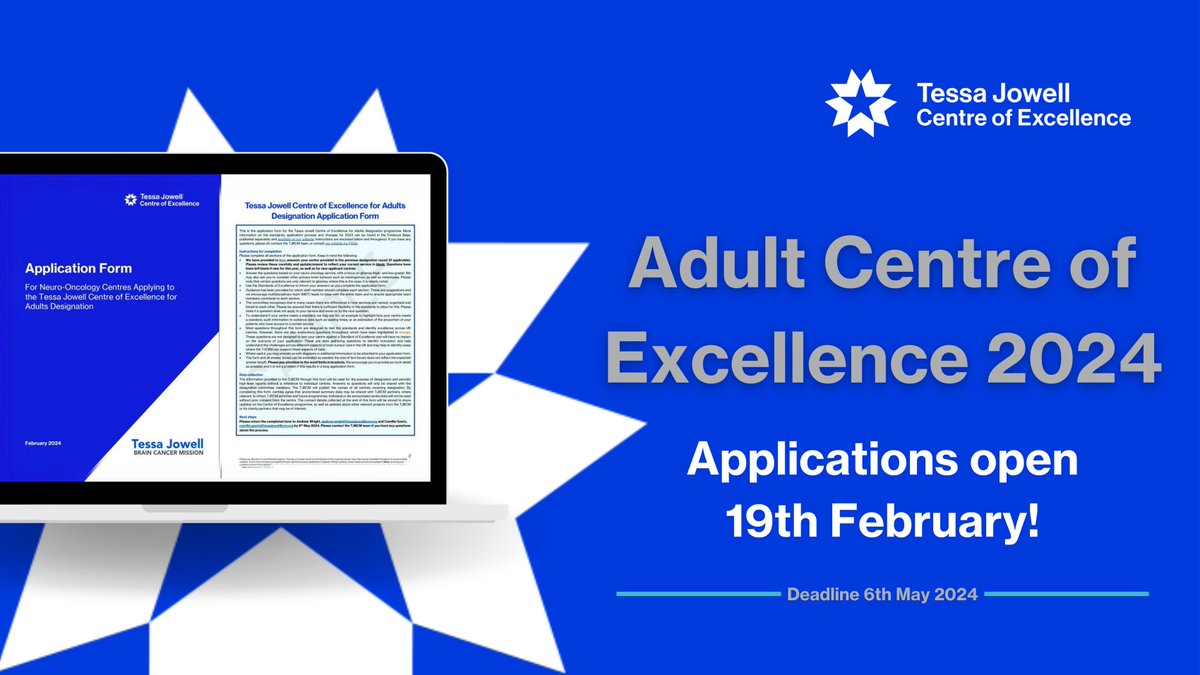 Tessa Jowell Brain Cancer Mission (@tjbcmission) on Twitter photo Get ready!
Applications for the Tessa Jowell Centre of Excellence for Adults open on Monday 🚀
Have any questions? We are doing a Q&A on 27th March message andrew.wright@tessajowellbcm.org for more details Get ready!
Applications for the Tessa Jowell Centre of Excellence for Adults open on Monday 🚀
Have any questions? We are doing a Q&A on 27th March message andrew.wright@tessajowellbcm.org for more details