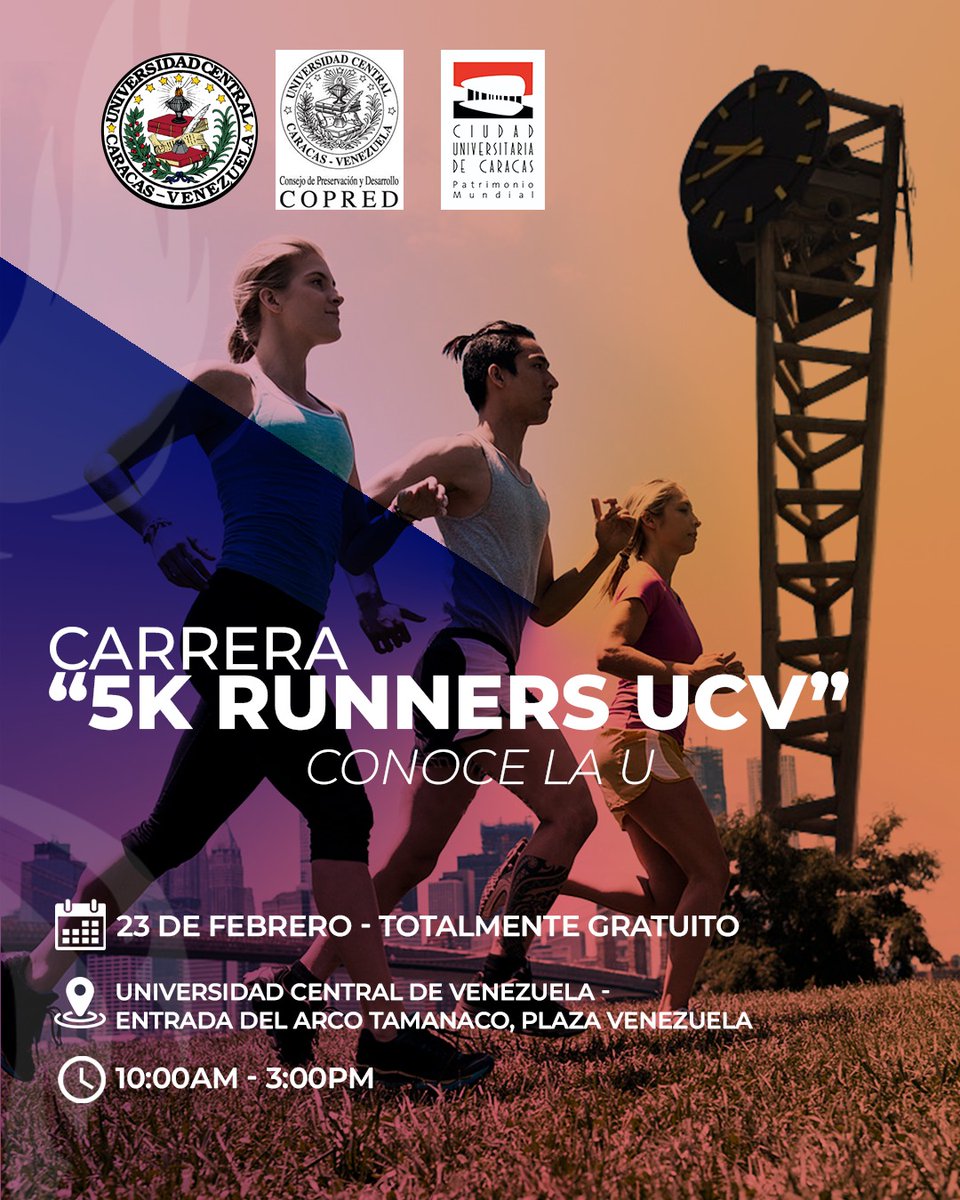 CENDES_UCV's tweet photo. ¿Te gustan los retos? ¿Quieres demostrar tu velocidad y resistencia? ¿Te gustaría pasar un buen rato con tus amigos? Entonces no te pierdas la carrera 5k Runners UCV, el evento deportivo más emocionante🏃‍♂️🏃‍♀️ https://t.co/MnmySuJjcr