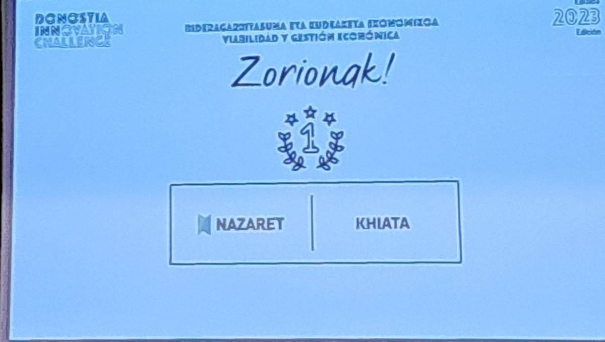 nazaretzentroa's tweet photo. Atzo 2023ko DIC deialdian gure EBBD2ko "Fundamentos de Administración y Gestión" taldeko ikasleek KHIATA proiektuarekin FomentoSS-ren eskutik, "Bideragarritasun eta Kudeaketa Ekonomiko" saria jaso zuten. Zorionak!!!!
#Innovation #EBBD #Business #Hezkuntza @fomentoss #batxilergoa https://t.co/2QqPPydKiU