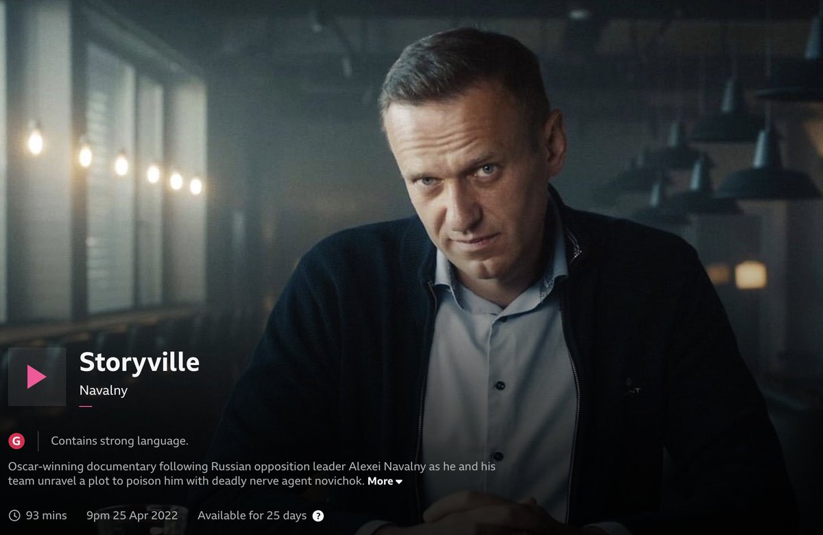 Very distressing news. This documentary on @BBCiPlayer reveals all his courage. RIP Alexei Navalny.