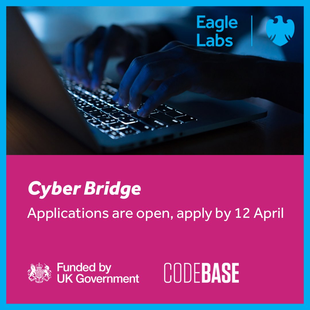 Cyber Bridge - open for applications 📢

Over the course of seven modules you will learn about:
⭐ The partnership journey
⭐ Developing and landing a proof of concept
⭐ Mergers and acquisitions
⭐ Lived industry experience

Find out more and apply now 👇
labs.uk.barclays/what-we-offer/…