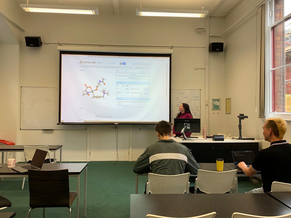 ioChem-BD (@iochem_bd) on Twitter photo Today Marina <a href="/mdiazru/">Marina Díaz Ruiz</a> has given a workshop on ioChem-BD to her secondment hosting group,
<a href="/Trujillo_Group/">Cristina Trujillo 🖥️ ⚛️</a>, at the University of Manchester.
We couldn't wish for a better ambassador!
(We see our user <a href="/timrenn_/">TIm Renningholtz</a> in the audience 👍) Today Marina <a href="/mdiazru/">Marina Díaz Ruiz</a> has given a workshop on ioChem-BD to her secondment hosting group,
<a href="/Trujillo_Group/">Cristina Trujillo 🖥️ ⚛️</a>, at the University of Manchester.
We couldn't wish for a better ambassador!
(We see our user <a href="/timrenn_/">TIm Renningholtz</a> in the audience 👍)