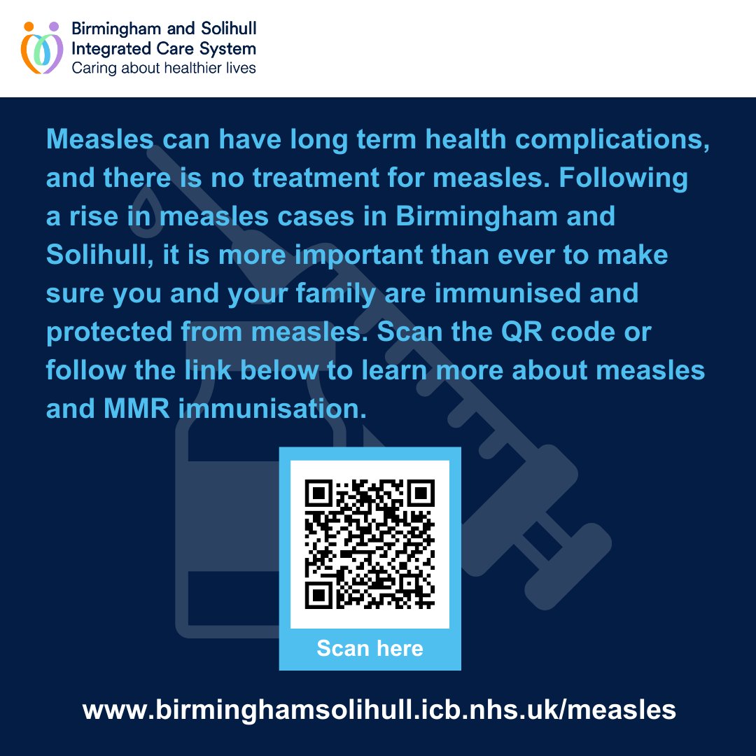 Did you know a version of the MMR immunisation, Priorix, contains no pork ingredients? 📲 For protection against measles, contact your GP practice and request Priorix for your MMR immunisation. ➡️ Learn more about measles the MMR immunisation: birminghamsolihull.icb.nhs.uk/measles