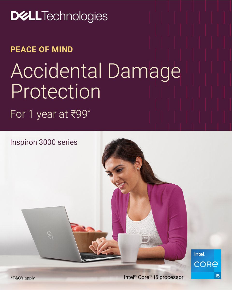 Dell_IN's tweet photo. Secure your device with Accidental Damage Protection for all #Inspiron 3000 series models.🛡️💻✨

To shop now, check out the nearest Dell Exclusive Store or visit: https://t.co/dBlpqNsgSb

*T&amp;C's apply.

#AccidentalDamageProtection @intel #IntelIndia #BetterTogether https://t.co/1wCyKGkBkV