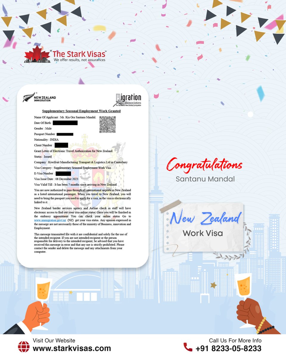 Warmest Congratulations to Santanu Mandal for getting your New Zealand Work Visa!

Wishing you even more success in the future✌

#visasuccess #VisaVictory #CelebratingSuccess #happyclient #newzealandvisa #newzealand #WorkVisaSuccess #successstories #starkvisas #thestarkvisas