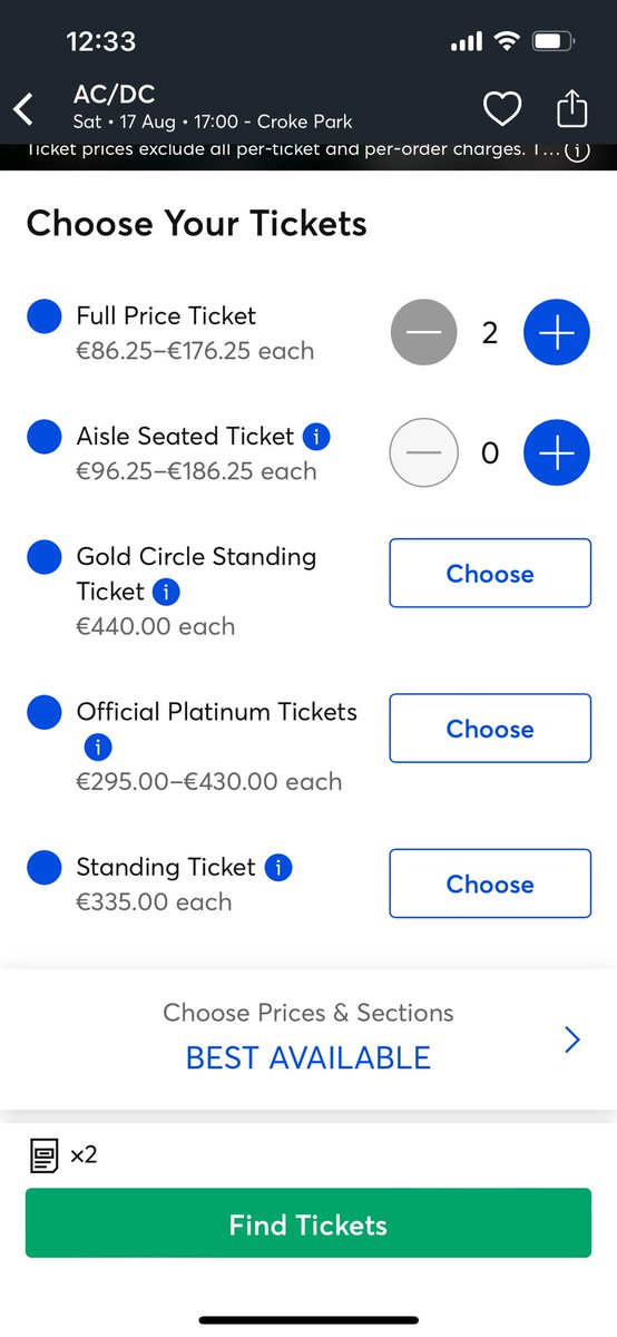 RealAlanC's tweet image. Since when did Ticketmaster Ireland bring in dynamic pricing? General
Standing has jumped to €335 😱@TicketmasterIre @rteliveline