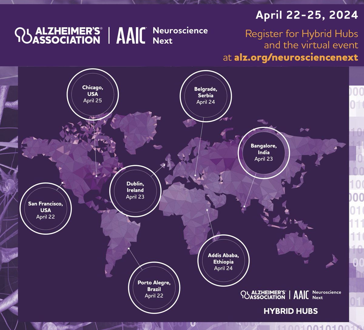 Join us at the #AAIC #NeuroscienceNext in Ireland in person (travel grants available) or online 👉 shorturl.at/lKR34🍀. Looking forward to expanding global brain health & dementia research via computational neuroscience, research for policy, women's brain health, and more!…