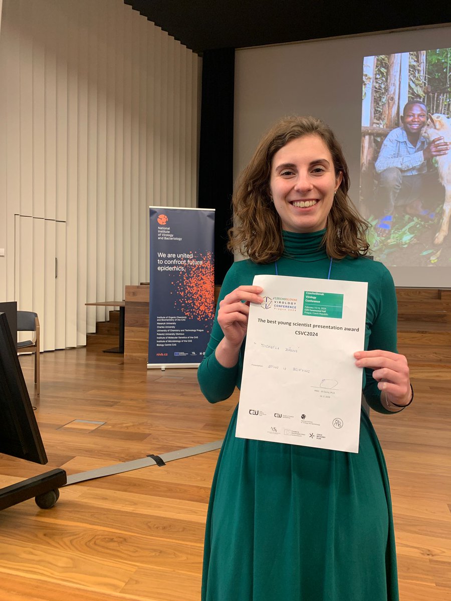 Big conratulations to @MiDuskova from @LabRuzek for the Best Young Scientist Presentation Award at the Czech and Slovak Virology Conference! Great job! 👏🎉 #virology #phdlife #tbev @MUNI_Science @nivbcz