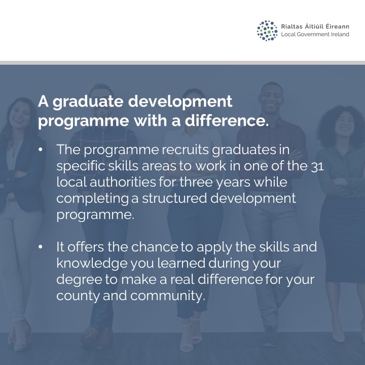 LocalGovIre's tweet image. The Local Authority Graduate Programme 2024 is now open for applications from graduates in a range of skills areas.

Learn more at LocalGovernmentJobs.ie/Graduates 

#MakeADifference #LocalGovJobs