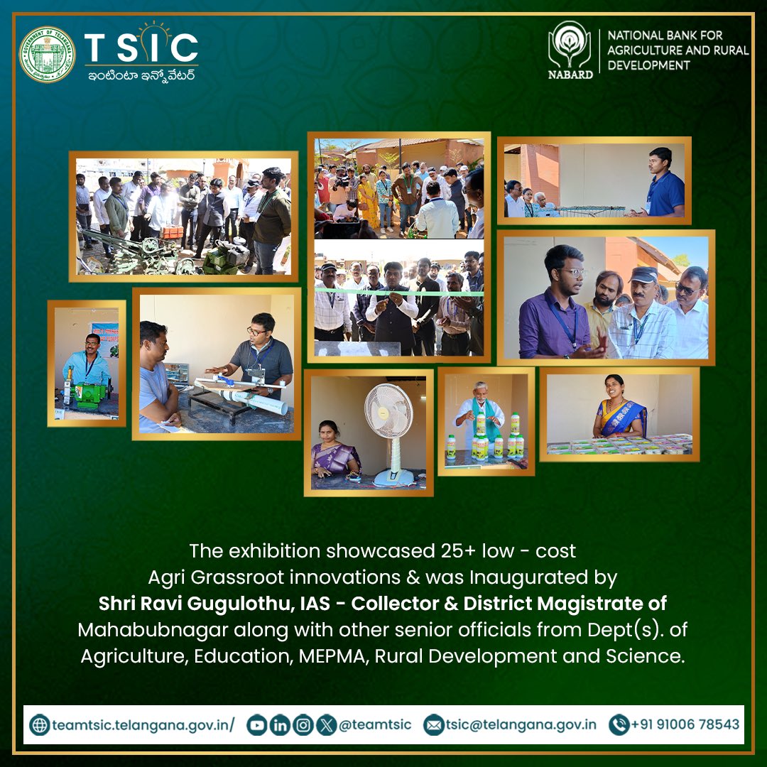 teamTGIC's tweet photo. Day 2 of #OneDistrictExhibition in Mahbubnagar sponsored by @NABARDOnline witnessed over 1,000 visitors, including agri experts, young minds, &amp; local organizations. The active involvement of self-help groups was a testimony to community engagement &amp; collaborative innovation. https://t.co/1GoAoSUQhA