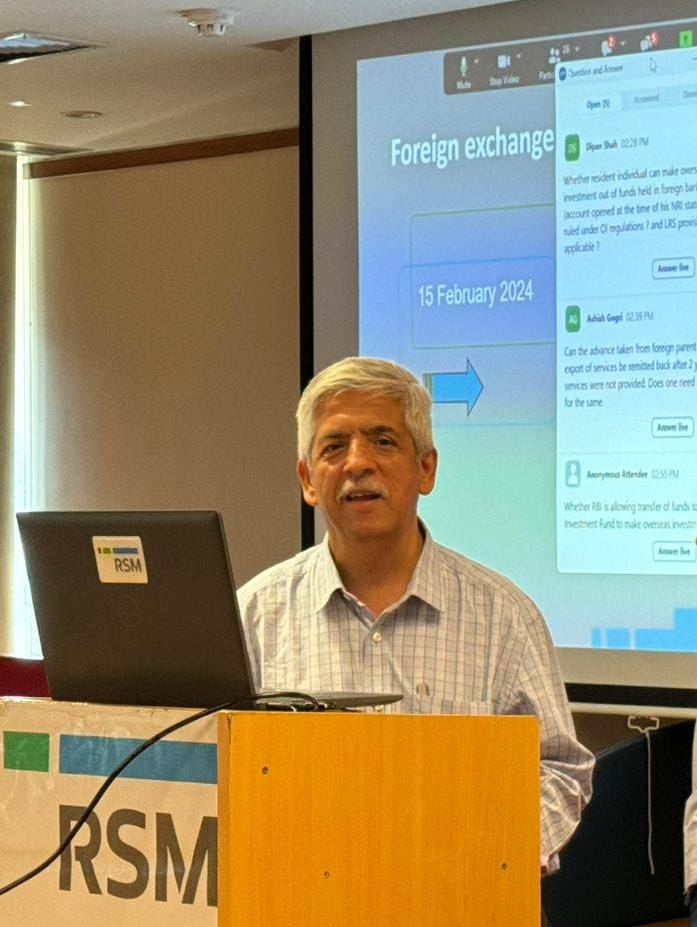 RSM_India's tweet photo. ๐ค #RSMIndia workshop in collaboration with #HSBC Bank
๐Grateful to Mr. Suhas Bendre, Senior VP, HSBC Bank Ltd., for his valuable time at our Mumbai office yesterday, and for an incredibly insightful workshop on โForeign Exchange Regulations - Recent Updates".
#FEMA #RSMIndia https://t.co/t32InC2Dgd